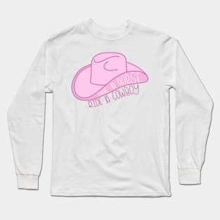 Save a Horse Ride a Cowboy hat in pink Long Sleeve T-Shirt